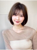 ひし形ショートボブ☆顔周りカットで小顔ミルクブラウン