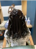 仙台D ヘアセット ヘアアレンジ リボンハーフツイン