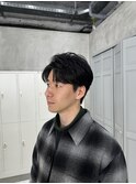 メンズカジュアルセンターパートシースルーバング