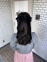 ハーフアップ ポニーテール ベロアリボン 参列ヘア イベントヘア
