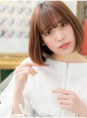 シースルーバング切りっぱなしミディアムボブh4大宮20代30代40代