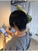 ウルフカット×ネイビーブルー