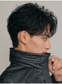 原宿ニュアンスパーマメンズパーマセンターパート30代緩めヘア
