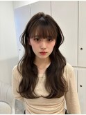  小顔に見えるトレンドヘア/黒髪/オリーブグレー/ココアベージュ