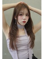 アンジェリカラボ 梅田店(ANGELICA LABO)&nbsp;韓国風くびれレイヤーカット×グレージュ×透明感ブラウン川又