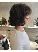 夏カラー◎ラフなボブパーマ×くせ毛風ニュアンス×透明感カラー