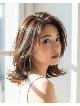 ラディシュ さがみ野(RADISH) 透明感髪質改善カラー小顔艶感ミディミルクティーベージュ