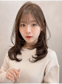 ナチュラルカールうるツヤ美髪似合わせカット前髪斜めバング