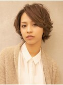カジュアルニュアンスショートボブ☆外ハネ無造作カールが◎