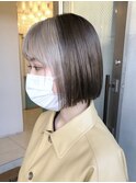 インナーカラーミルクティーベージュカラーダブルカラーミニボブ