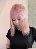 ダブルカラーピンクベージュベージュカラーケアブリーチレイヤー