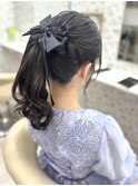 ポニーテール×リボン/参列ヘア/アップヘア/ヘアアレンジ/鎌倉