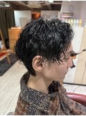 波巻きパーマ×センターパート