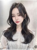韓国レイヤーロング美髪グレージュアッシュインナーグレージュ