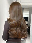ミディアムロングレイヤーカット顔まわりくびれ韓国ヘア心斎橋