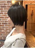 レイヤーボブハイライトカラーミルクティーベージュ