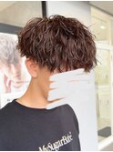 ツイストスパイラルメンズパーマ刈り上げマッシュメンズカット