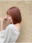 可愛い＆色っぽい大人ボブ/重めボブ/シースルーバング/オレンジ