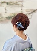 ボブヘアさんの訪問着アップヘア