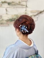 ボブヘアさんの訪問着アップヘア
