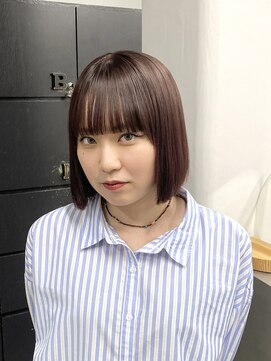 ヘアー アイス 御器所本店(HAIR ICI) 大人可愛い暖色艶カラー切りっぱなしボブ