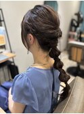 編みおろし/玉ねぎヘア/直毛/結婚式/ヘアアレンジ