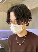 メンズロングニュアンスパーマフェザーパーマメンズミディアム