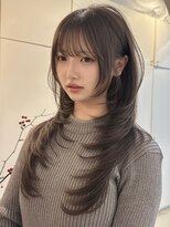 ライン(LINE)&nbsp;韓国風/レイヤー/前髪カット/オリーブ/透明感/ハッシュカット