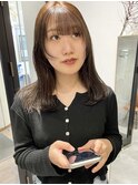 毛利/小顔レイヤー 顔まわり 透明感カラー チョコブラウン