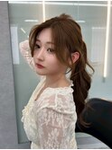 【木串楽人】マロンベージュ/韓国ヘア/流し前髪/長め前髪/ロング