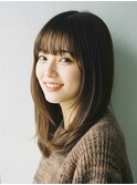 セミロング30代40代ストレートレイヤー前髪なし前髪あり越谷