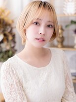 カバーヘア ブリス 北浦和(COVER HAIR bliss)&nbsp;シースルーバング金髪ひし形レイヤーショートc7北浦和20代30代