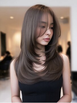 ダル 渋谷/表参道(DAL.) ロングフレミングレイヤーショコラグレージュハッシュレイヤー