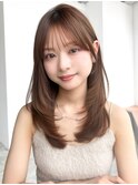 ロングフェイスフレーミング前髪カット顔周りレイヤー_F41069