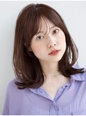 くびれミディアム/レイヤー/顔周り/小顔/ベージュ/20代30代