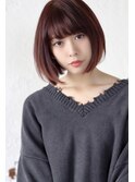 大人可愛い20代30代40代カシスレッド/ワンレングスボブ