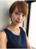 20代30代大人かわいい丸みショートベージュカラー前髪
