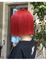 ヲタク(wotaku.)&nbsp;レッドカラー派手髪暖色カラーハイトーンダブルカラーブリーチ