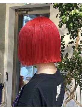 ヲタク(wotaku.) レッドカラー派手髪暖色カラーハイトーンダブルカラーブリーチ