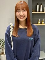 ラミエバイメルト 下北沢(lamie by melt)&nbsp;ぷつっとワイドバングオレンジベージュ秋ブラウン暖色カラー艶感