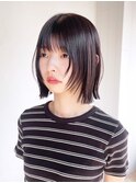 美髪ミディアムボブ外ハネボブ顔周りレイヤー_ba537401