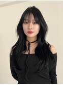 レイヤーカット姫カットレイヤーブルーブラック