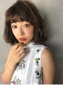 大人かわいいショートボブ【イルミナカラー】カーキグレージュ