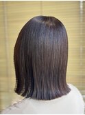 小顔◎切りっぱなしボブ+外はねスタイリング
