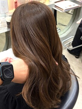 オリーブグレー髪質改善/黒髪/小顔/くすみベージュ