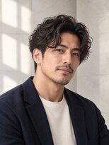 ORO MEN'S 緑地公園【オーロ/メンズ/眉毛/アイブロウ/メンズカット/メンズパーマ】&nbsp;【スパイラルパーマ】大人の色気センターパート