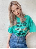 Siena 外ハネ重めロング×ホワイトアッシュ　渋谷