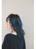 ＊ロングウルフヘア×ブルーカラー＊