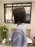 20代30代40代小顔きりっぱなしボブ赤みなし透明感オリーブカラー