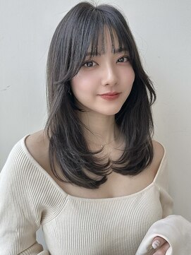 バイオレット 表参道店(Violet) アッシュブラックフルバングミディアム内巻きレイヤーカット